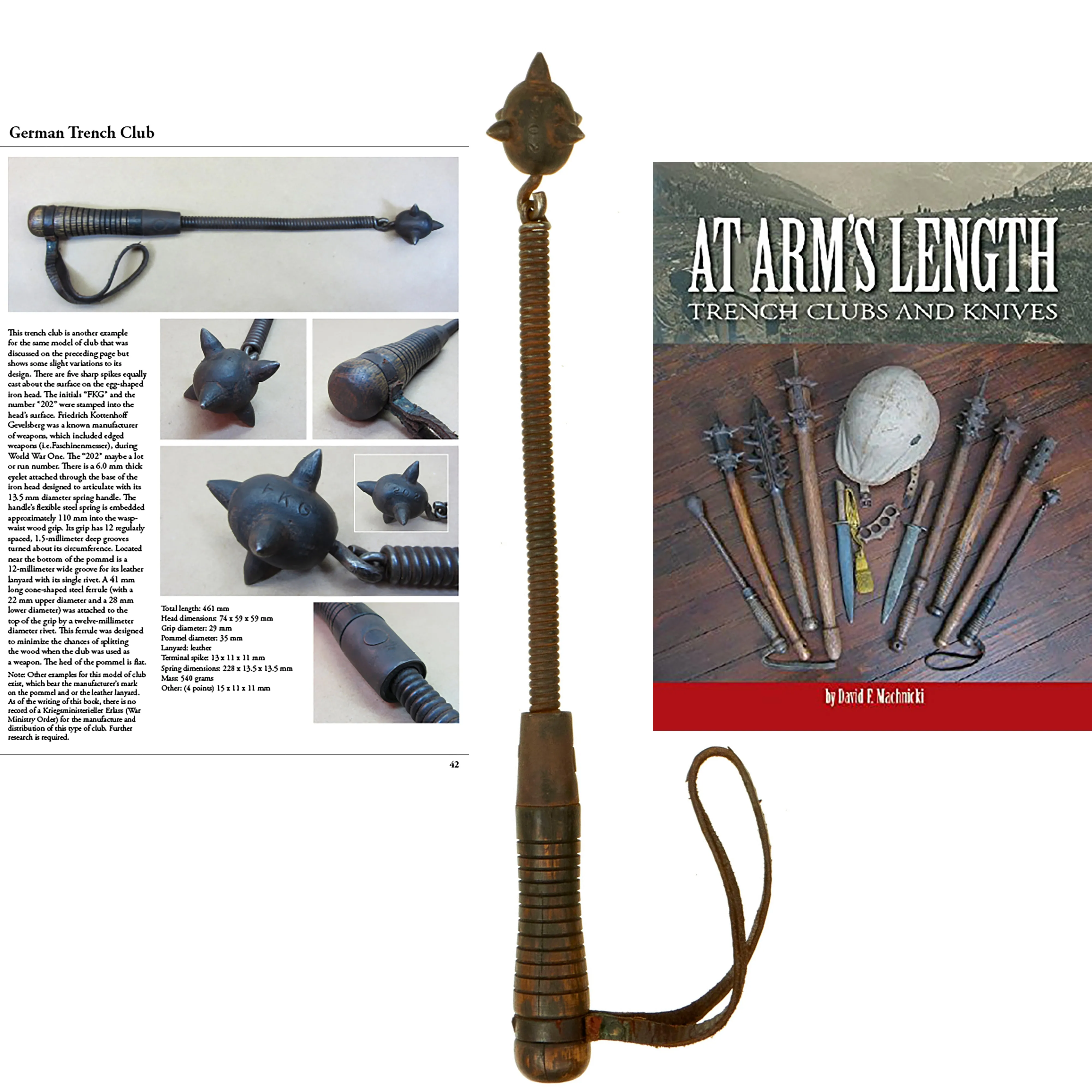 Original German WWI Spring Handle Trench Raiding Mace - Featured in Book At Arm's Length Volume 1