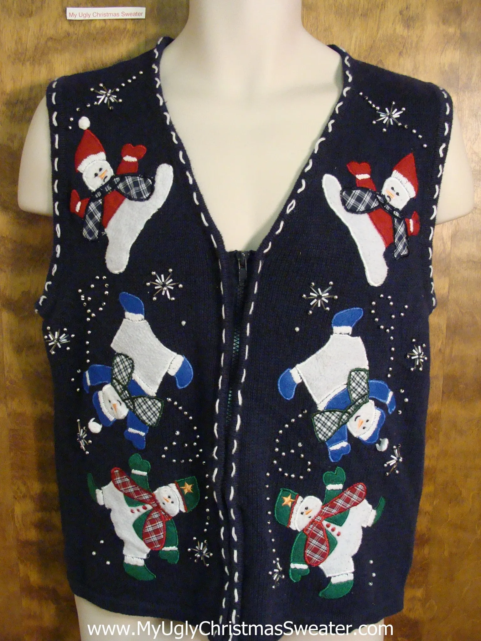 Ridiculous Tumbling Snowmen Ugliest Christmas Sweater Vest