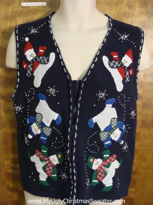 Ridiculous Tumbling Snowmen Ugliest Christmas Sweater Vest