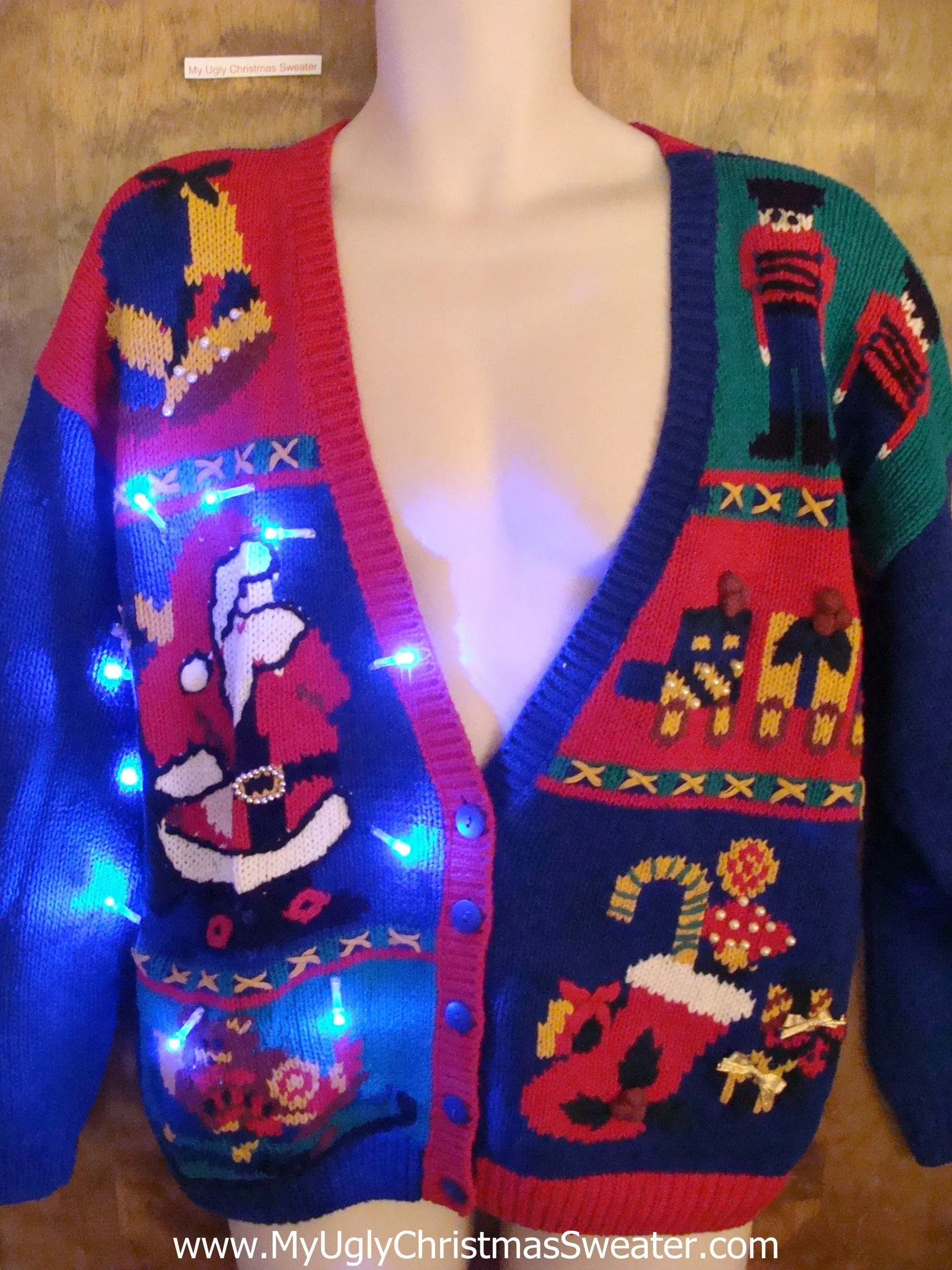 Santa and Toys 80s Light Up Ugly Xmas Sweater