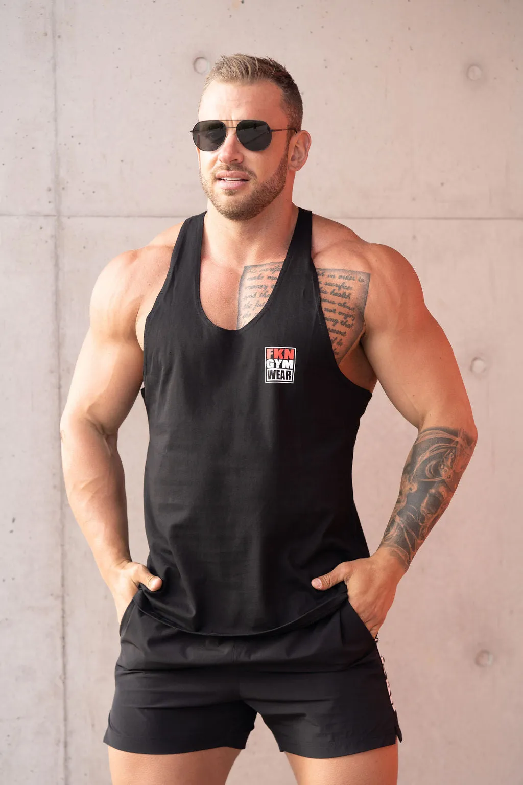 Shred Classic | Men's Gym Stringer | Black