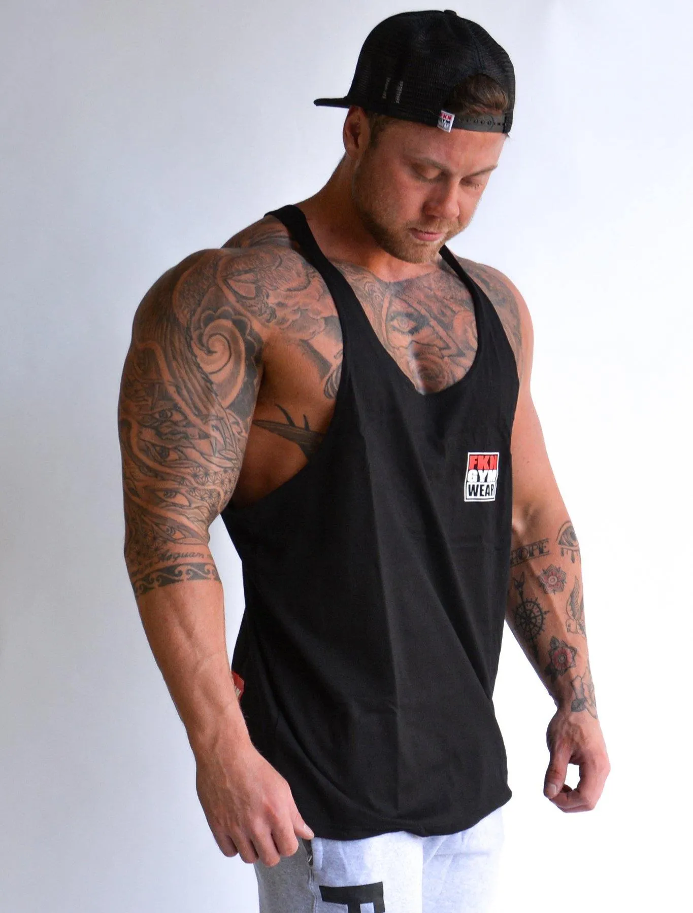 Shred Classic | Men's Gym Stringer | Black