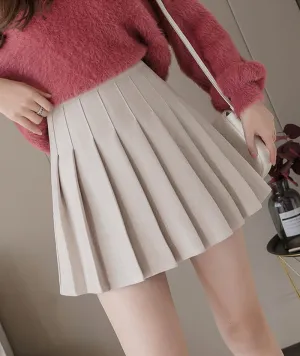 Stylish A line short skirt woolen cloth pleated skirt   S56