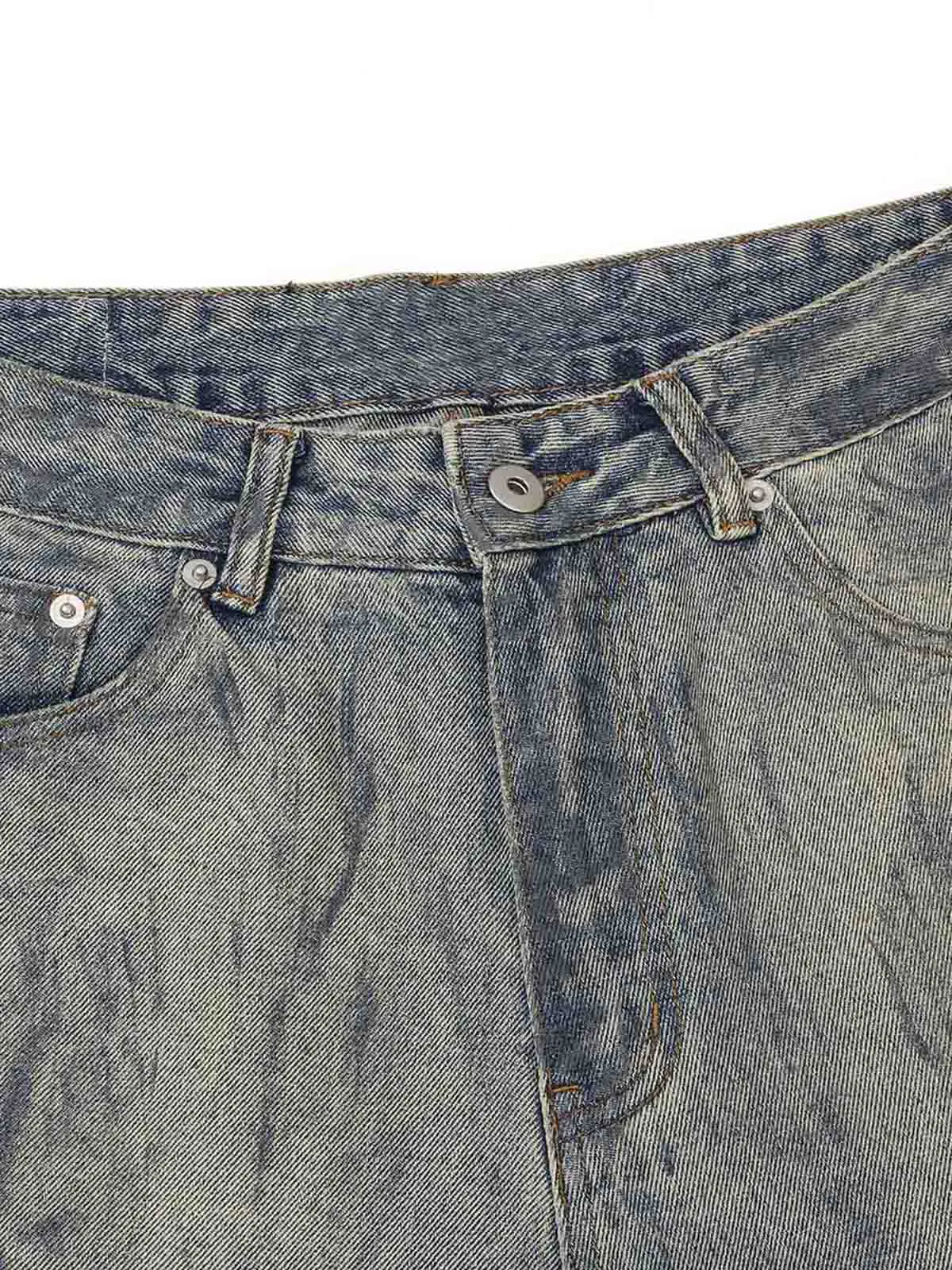 Thesupermade Distressed Washed Ink Splashed Straight Jeans