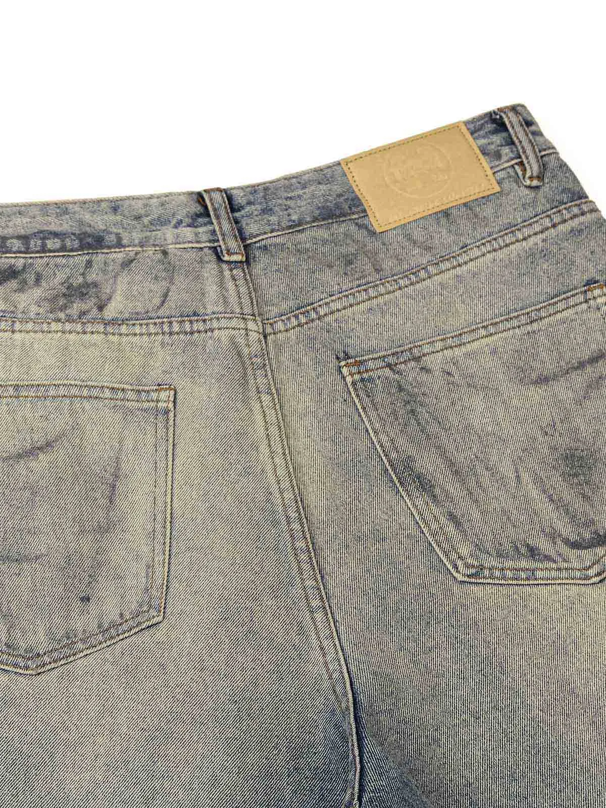 Thesupermade Distressed Washed Ink Splashed Straight Jeans