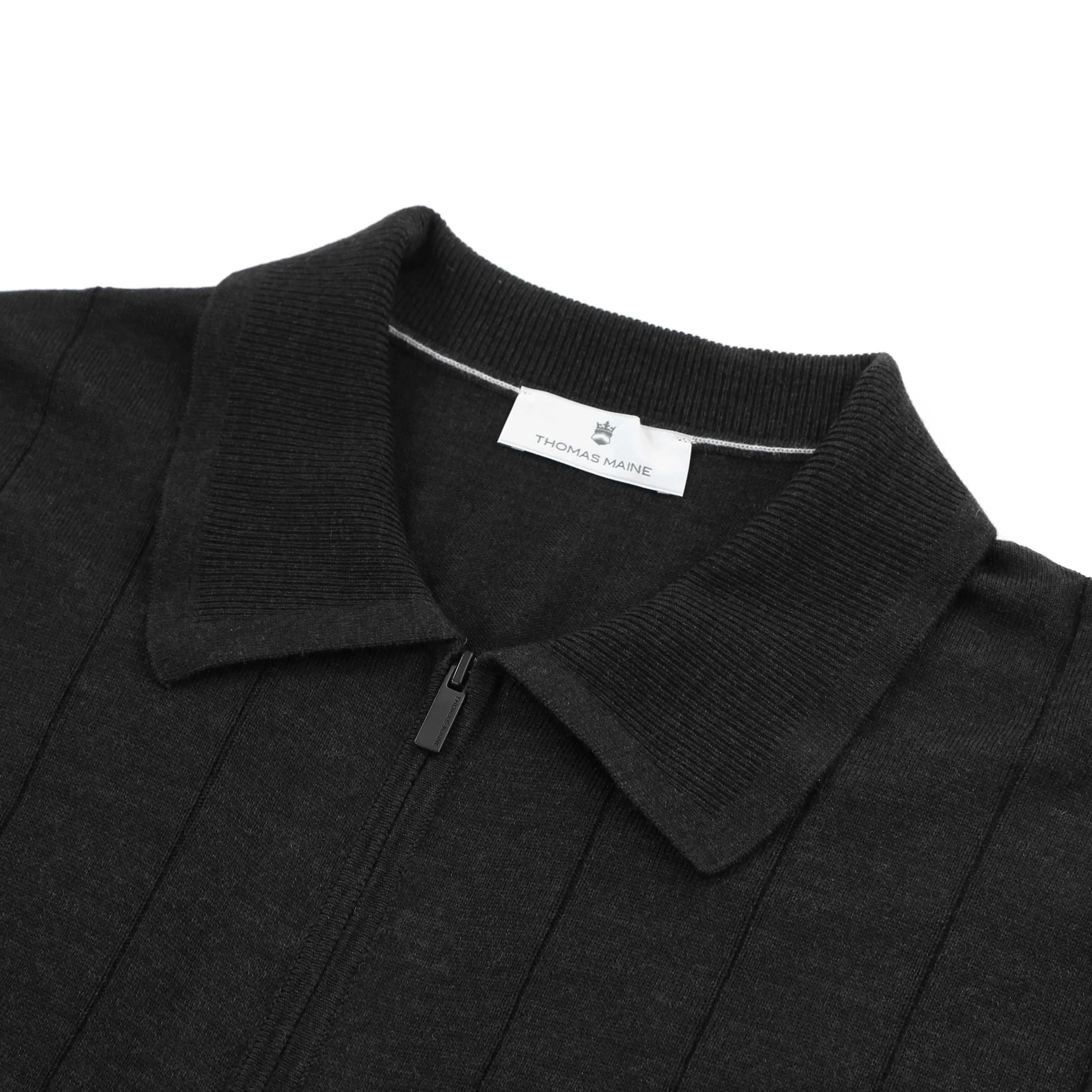 Thomas Maine Zip Thru Cardigan in Black