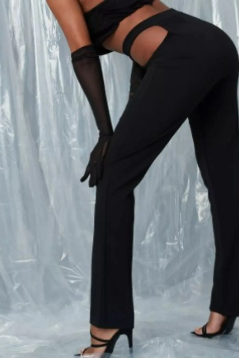 Two-Sided Cut Out Lycra Trouser