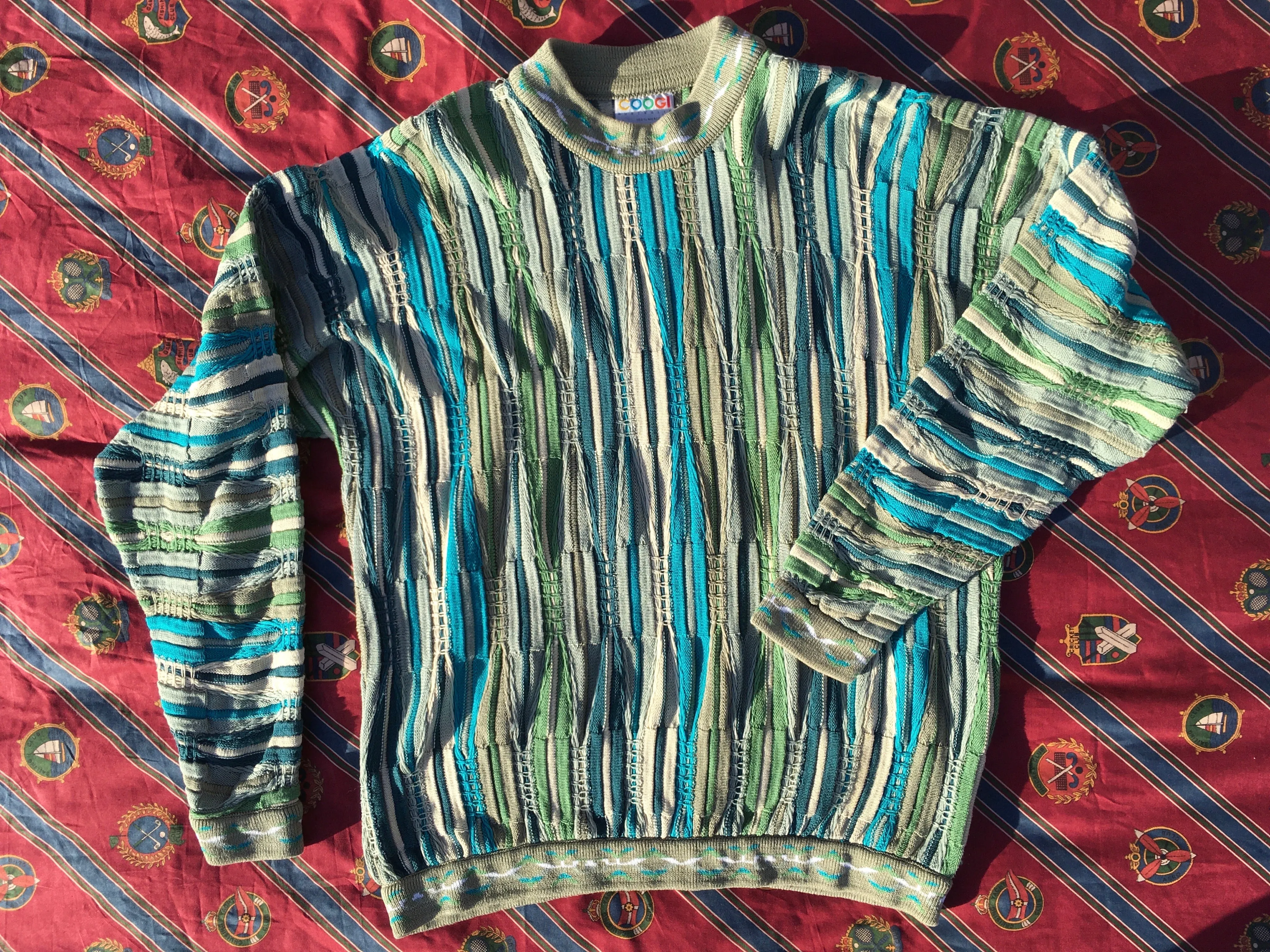 Vintage Coogi 3D knitted round-neck cotton jumper