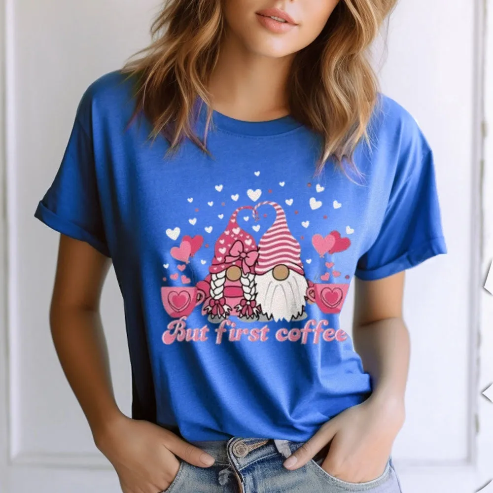 Women Coffee Is My Valentine's Day Print Graphic T-shirt