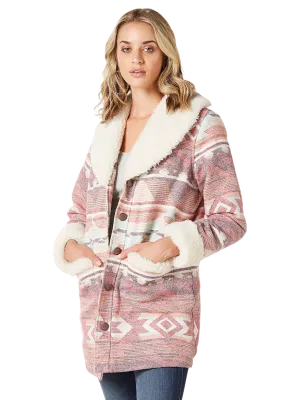 Wrangler Women's Rosa Pink Sherpa Shawl Collar Coat